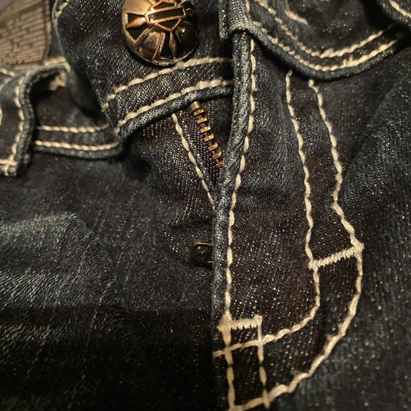 Women's Harley Davidson Jeans with Embroidered Design size 8 bootleg low rise - Picture 6 of 15
